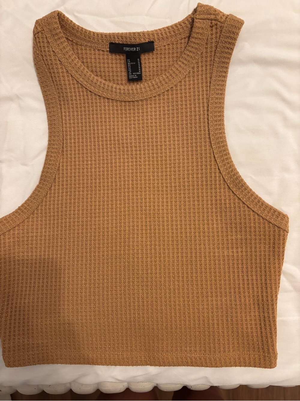 Forever 21 Waffle Knit Crop Tank - Camel Brown